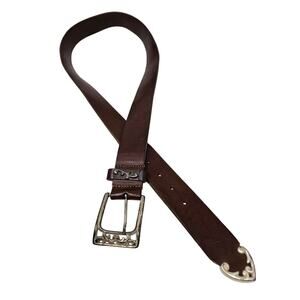 Vintage Y2K The Limited L Brown Leather Boho Whimsygoth Western Belt Cowgirl